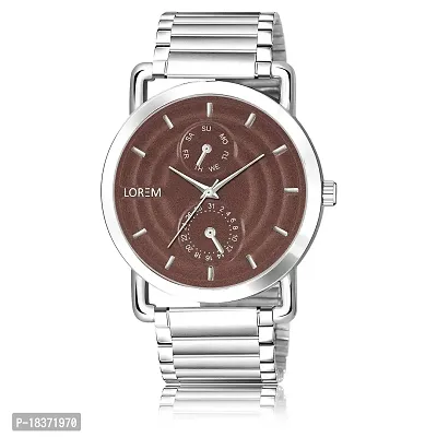 Pruthvi Art Lorem Brown 3D Embossed Stainless Steel Analog Watch for Men LR123-thumb0