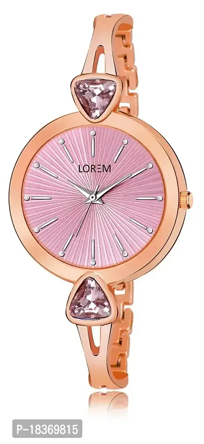 Pruthvi Art Lorem Pink Fancy Stone Analog Watch for Women LR277-thumb0