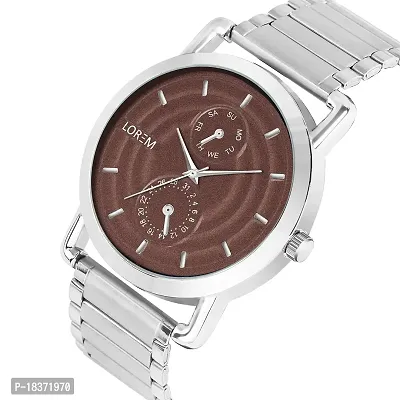 Pruthvi Art Lorem Brown 3D Embossed Stainless Steel Analog Watch for Men LR123-thumb3