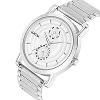 Pruthvi Art Lorem White 3D Embossed Stainless Steel Analog Watch for Men LR121-thumb2