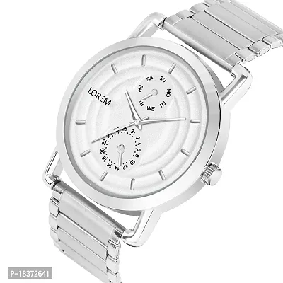 Pruthvi Art Lorem White 3D Embossed Stainless Steel Analog Watch for Men LR121-thumb3