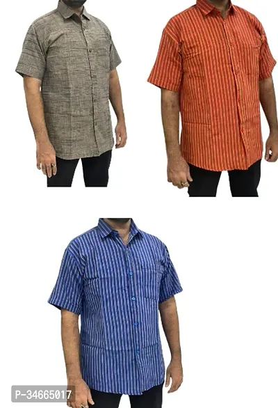 Trendy Multicoloured Cotton Solid Casual Shirt For Men Pack Of 3-thumb0