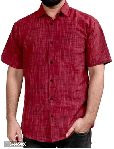 Trendy Maroon Cotton Solid Casual Shirt For Men-thumb0