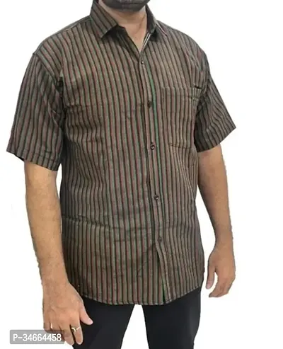 Trendy Brown Cotton Solid Casual Shirt For Men-thumb0