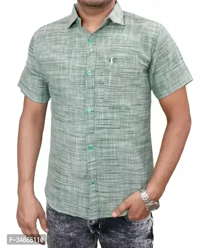 Trendy Green Cotton Solid Casual Shirt For Men-thumb0