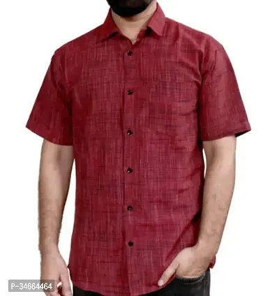 Trendy Maroon Cotton Solid Casual Shirt For Men-thumb0