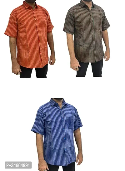 Trendy Multicoloured Cotton Solid Casual Shirt For Men Pack Of 3-thumb0