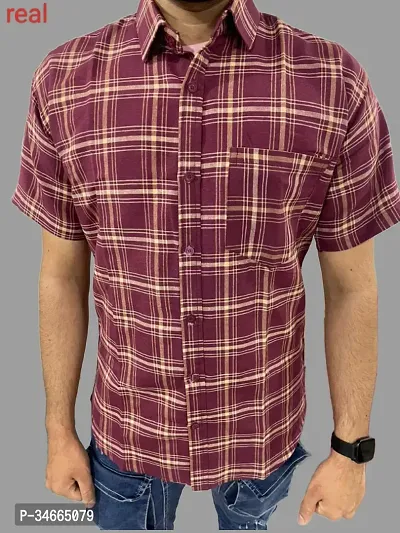 Trendy Maroon Cotton Solid Casual Shirt For Men-thumb0