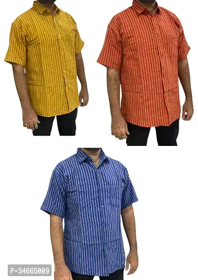 Trendy Multicoloured Cotton Solid Casual Shirt For Men Pack Of 3-thumb0