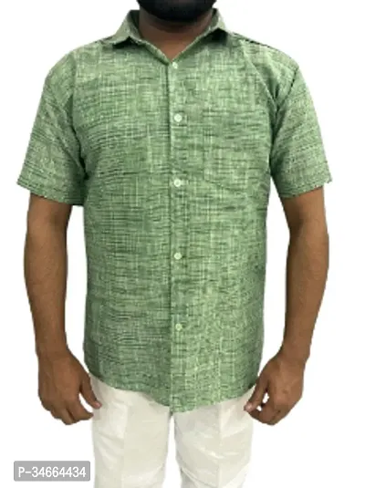 Trendy Green Cotton Solid Casual Shirt For Men-thumb0