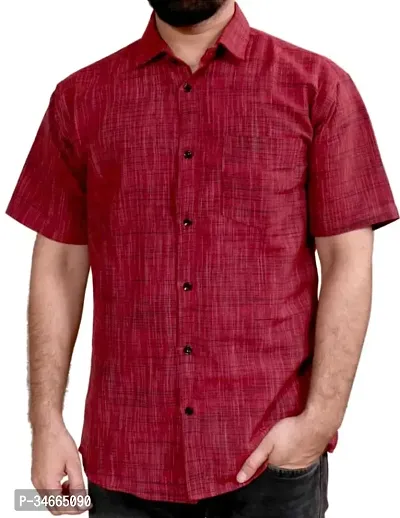 Trendy Red Cotton Solid Casual Shirt For Men-thumb0