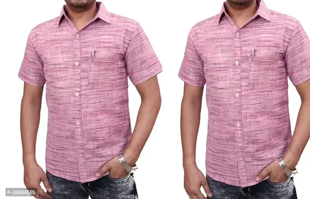 Trendy Multicoloured Cotton Solid Casual Shirt For Men Pack Of 2-thumb0