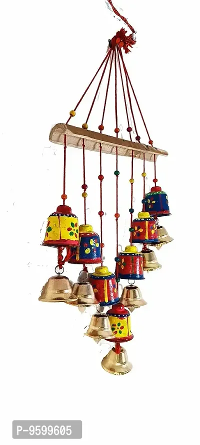 SanwariyaArt Wooden Rajasthani Colored Bells Design Wall Hanging Decorative Showpiece 1-thumb2