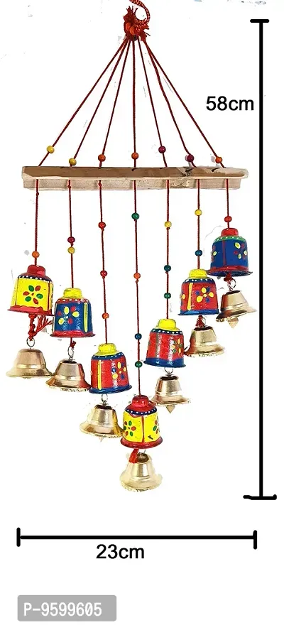 SanwariyaArt Wooden Rajasthani Colored Bells Design Wall Hanging Decorative Showpiece 1-thumb3