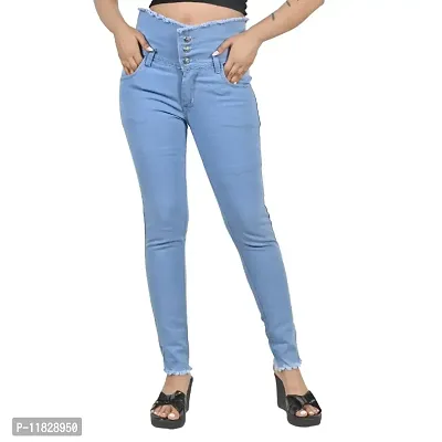 Classic Denim Lycra Solid Jeans for Women-thumb0