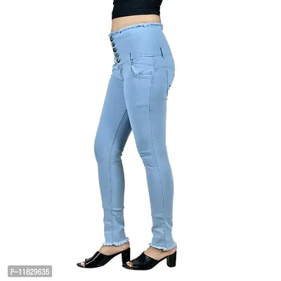 Classic Denim Lycra Solid Jeans for Women-thumb5