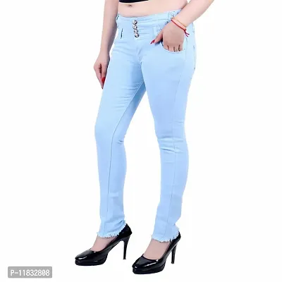 Classic Cotton Lycra  Solid Jeans for Women-thumb4