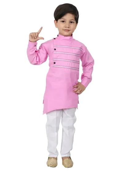 Ethnicwear Solid Cotton Kurta and Pajama Set for Boys