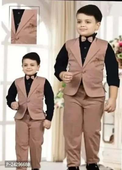 Boys Stylish Partywear 3 Piece Blazer Suit | Party wear | Dress for kids | Kids wear | Boys wear | Blazer suit | Suit for boys | 3-Piece suit | Grey suit | Blazer for boys | Indian party wear |