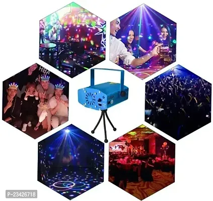 Party Mini Laser Projector Stage Lighting Sound Activated Laser Light for Party and DJ with Mini-Tripod Stand (Multi)-thumb2