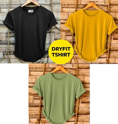 Dryfit Polyester Round Neck T-Shirt Pack Of 3