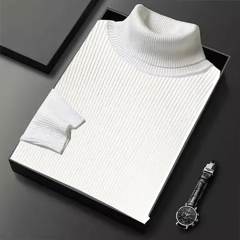 Classic Wool Blend Solid High Neck Sweatshirt for Unisex