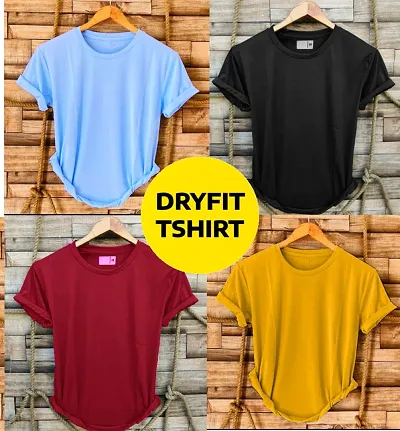 Classic Polyester Round Neck T-Shirt For Men Pack Of 4