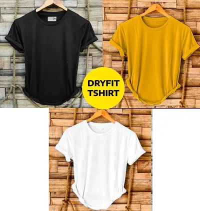 Comfy Latest Solid Round Neck T-Shirt For Men Pack Of 3