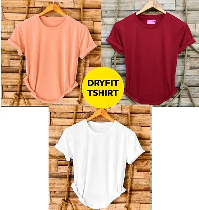 Dryfit Polyester Round Neck T-Shirt Pack Of 3