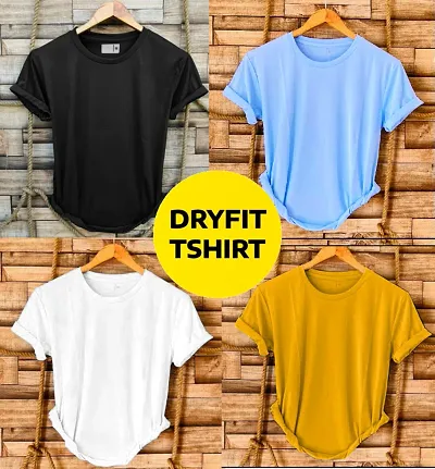 Elegance Stylish Solid Round Neck T-Shirt For Men Pack Of 4