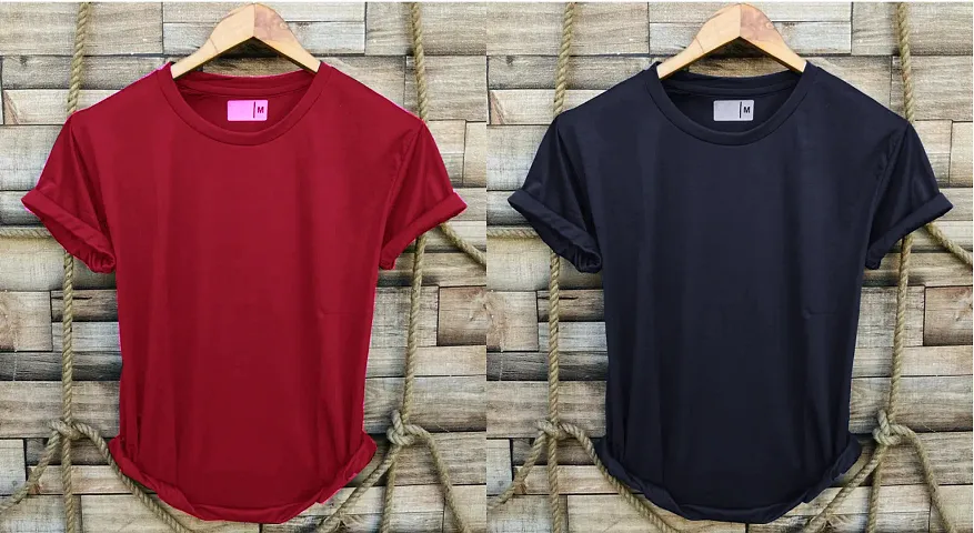 Comfy Glamorous Solid Round Neck Combo T-Shirt For Men