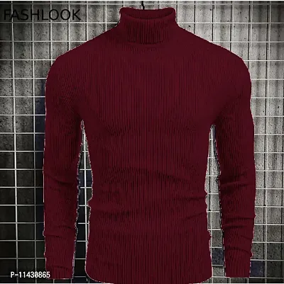 Elegant Maroon Polyester Solid Long Sleeves Sweatshirts For Men