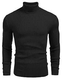 Elegant Black Polyester Solid Long Sleeves Sweatshirts For Men-thumb1