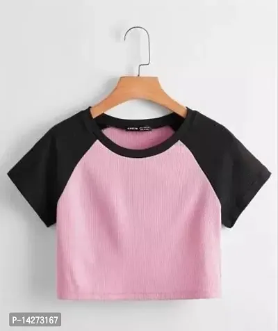 Reliable Cotton Self Design Round Neck T-Shirts For Women-thumb0