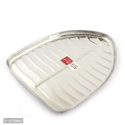 KCL Stainless Steel Leaf Shaped Banana Plates/Dinner Plates/Lunch Plates- 1 Unit (Diameter -23.5 Cms)-thumb0