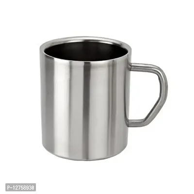 KCL Ekonomica Stainless Steel Double Walled Glossy Coffee Mug Jumbo - Pack of 2 (300 ML Each)-thumb3