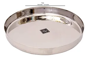 KCL Stainless Steel Plain Thali Plate 21 Guage -1 Quantity - Diamater 12 Inches-thumb1