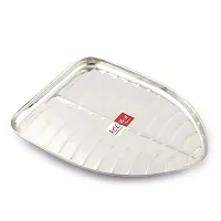 KCL Stainless Steel Leaf Shaped Banana Plates/Dinner Plates/Lunch Plates- 1 Unit (Diameter -21 Cms)-thumb1