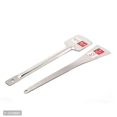 KCL Stainless Steel V Turner Lifting Spatula & Square Shape Dosa Turner/Palta Combo Set of 2 -Silver, Diameter- 12 Inch & 13Inch