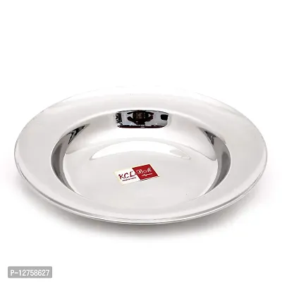 KCL Stainless Steel Soup Plates/Breakfast Plates/Idly Plates - Dimension - 21.5Cms Depth - 1.5Cms - 1 Unit-thumb0