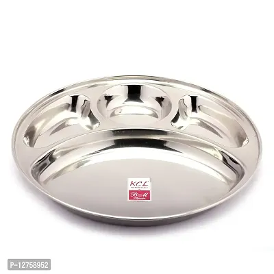 KCL Stainless Steel Bhojan Patra/Thali/Round Shape -3 in 1 Plate - 1 Unit (Diameter - 26.5Cm)-thumb0