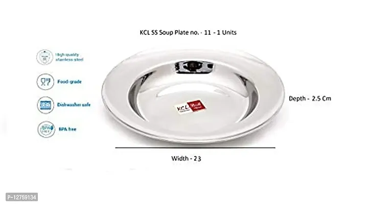 KCL Stainless Steel Soup Plates/Breakfast Plates/Idly/Pasta Plates - Dimension - 25.5Cms & Depth -3 Cms -Each - 2 Units-thumb4