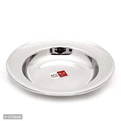 KCL Stainless Steel Soup Plates/Breakfast Plates/Idly Plates - 9.5 Inches Width & 1 Inches Depth - 1 Unit