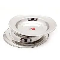 KCL Stainless Steel Soup Plates/Breakfast Plates/Idly/Pasta Plates - Dimension - 25.5Cms & Depth -3 Cms -Each - 2 Units-thumb1