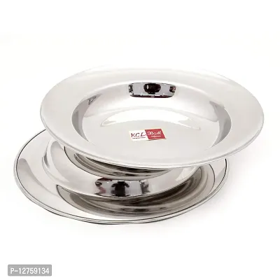 KCL Stainless Steel Soup Plates/Breakfast Plates/Idly/Pasta Plates - Dimension - 25.5Cms & Depth -3 Cms -Each - 2 Units-thumb2