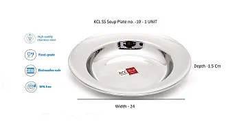 KCL Stainless Steel Soup Plates/Breakfast Plates/Idly Plates - Dimension - 21.5Cms Depth - 1.5Cms - 1 Unit-thumb1