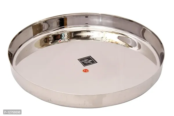 KCL Stainless Steel Plain Thali Plate 21 Guage -1 Quantity - Diamater 12 Inches-thumb0