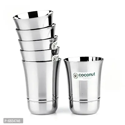 Stainless Steel Glass Set of 6 - Capacity - 270ML Each Glass-thumb0