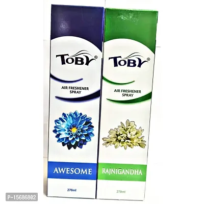 Toby Air Freshener Spray - Awesome  Rajnigandha | Long-Lasting Fragrance | (250 ml) (Pack of 2)-thumb0