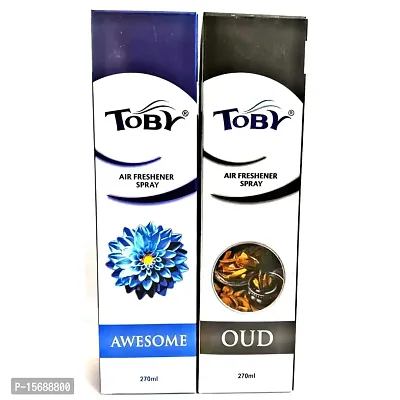 Toby Air Freshener Spray - Awesome  Oud | Long-Lasting Fragrance | (250 ml) (Pack of 2)